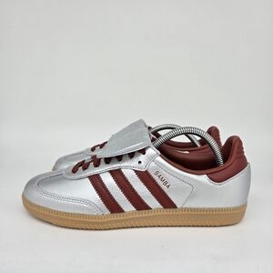 New Adidas Samba LT Women's Silver Metallic Ruby Sneakers Size 6.5